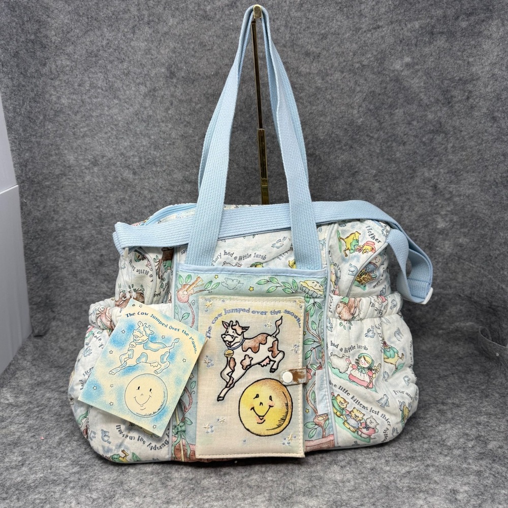 Vtg 80s Nursery Rhyme Baby Sac Diaper Bag Quilted Mother Goose Boy Girl Deadstoc